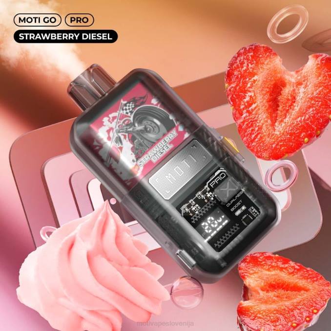 MOTI Go Pro vape za enkratno uporabo (5%, 12000 vpihov) jagodni dizel MOTI vape disposable - 2Z8P21