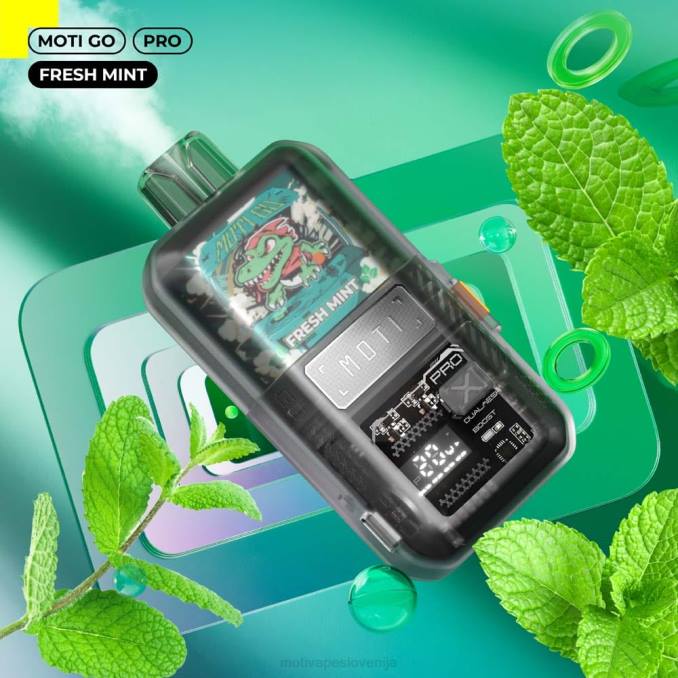 MOTI Go Pro vape za enkratno uporabo (5%, 12000 vpihov) sveža meta MOTI vape review - 2Z8P16